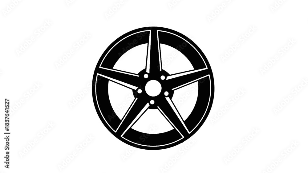Obraz premium Vector illustration of a black car wheel on transparent background, car parts