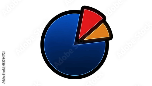Vector illustration of a pie chart with slices on a transparent background, representing data and analysis