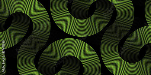 Halftone circular dots frame. Isolated circle dots texture on light green background. Dotted spray texture. black and light green spiral circle sound wave logo abstract design element, Eps 10.