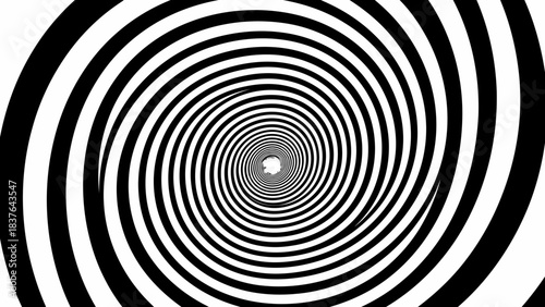 Black and white hypnotic spiral vortex illusion