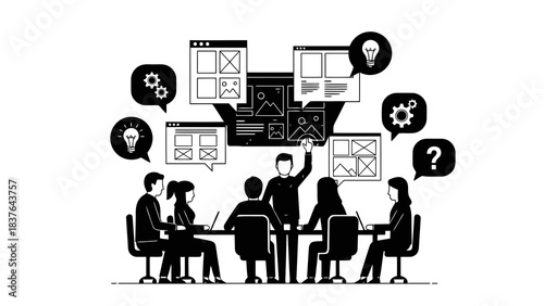 Team brainstorming session for web design and development project