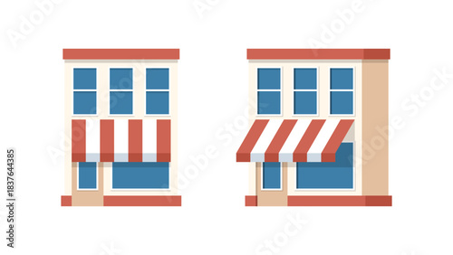 Traditional Japanese Storefront with Awning - Commercial Building Design