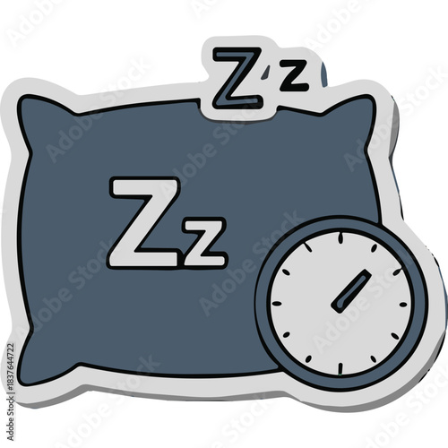 Sleep Symbol With Pillow Zzs And Clock Represents Rest And Time Management For Healthy Lifestyle And Serenity