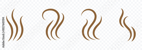 Smoke smell, steam aroma heat icon. Smoke steam icon vector logo set. Fire steam or smoke doodle hand drawn set. smell waves from food or coffee. eps 10