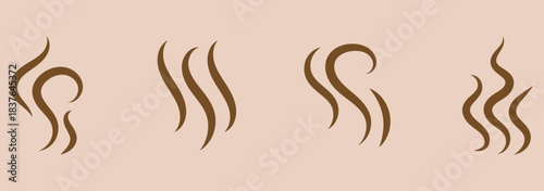 Smoke smell, steam aroma heat icon. Smoke steam icon vector logo set. Fire steam or smoke doodle hand drawn set. smell waves from food or coffee. eps 10