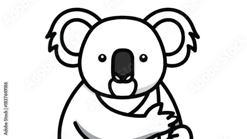 Cute Koala illustration simple line art drawing.