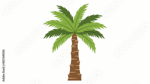 Pixel Art Palm Tree With Green Fronds and Brown Trunk Against a Solid Gray Background Vector Illustration