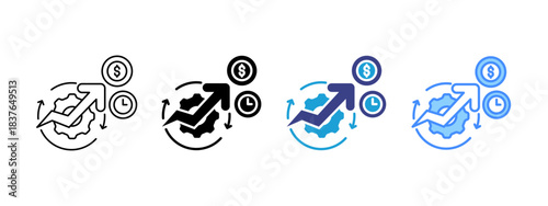 Efficiency  icon set multiple style collection