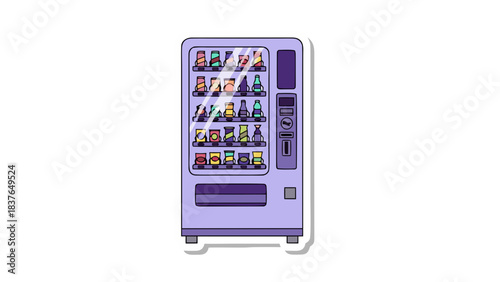 Pixel Art Vending Machine Offering Snacks and Drinks in a Vibrant Retro Style on a Black Background