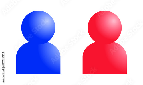 シンプルな人のシルエット 3Dデザイン 男性 女性 セット