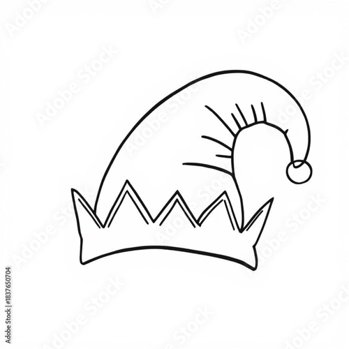 Holiday Elf's Hat Doodle: A festive doodle showcases the iconic pointy hat of an elf, complete with a jingle bell. Capturing the simplicity and cheer of the holiday season.