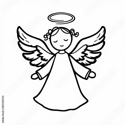 Serene Angel: A sweet angel with delicate wings and a radiant halo of light, radiating a feeling of purity and hope.