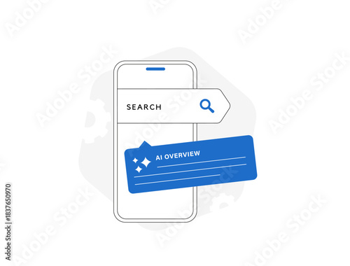 AI overview transforms informational search by generating instant summaries with clear sources to help users understand key points faster. AI overview mobile search interface vector illustration