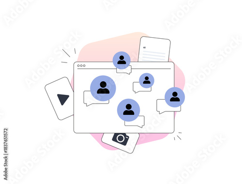 User content engagement feedback profile comments drive social interaction through a clean interface with customer bubbles and online discussion tools for modern UGC platforms vector illustration