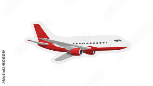 Pixelated Passenger Jet Aircraft With White Fuselage Red Engines And Wing Accents Isolated Against A Black Background