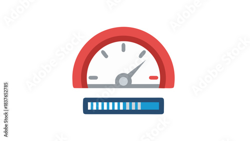 Red And White Gauge With Blue Progress Bar On Black Background