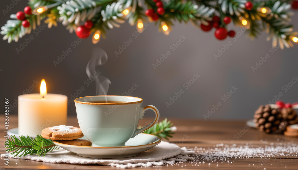 custom made wallpaper toronto digitalCozy Holiday Scene with Warm Beverage and Festive Decor