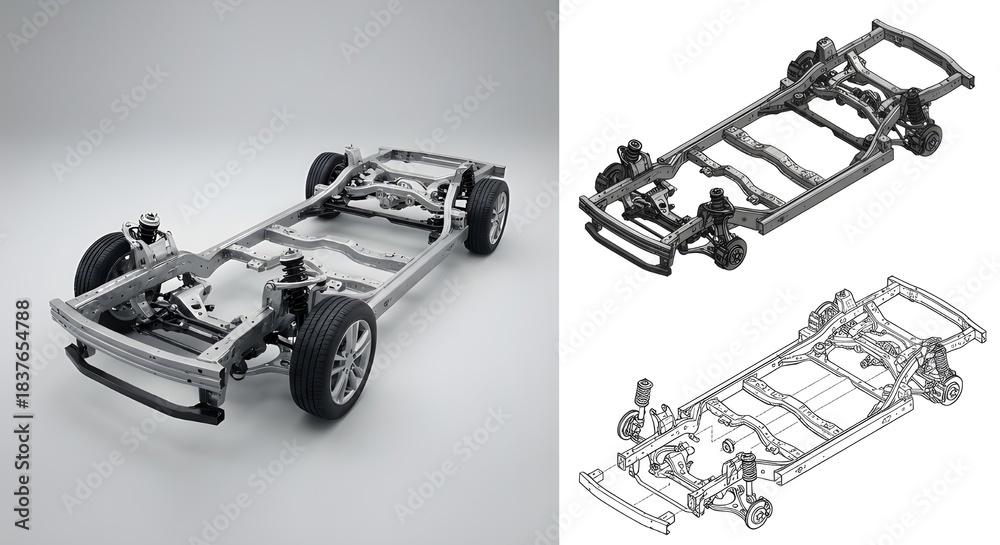 Obraz premium High-Resolution Car Chassis Diagram