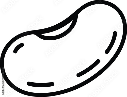 Bean seed outline icon vector line art. Simple legume food sketch symbol.