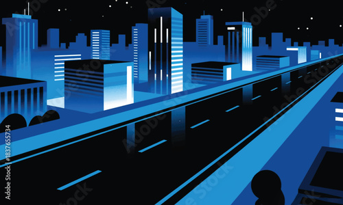 Modern Geometric City Buildings Illustrator Artwork Banner Background Design Template 