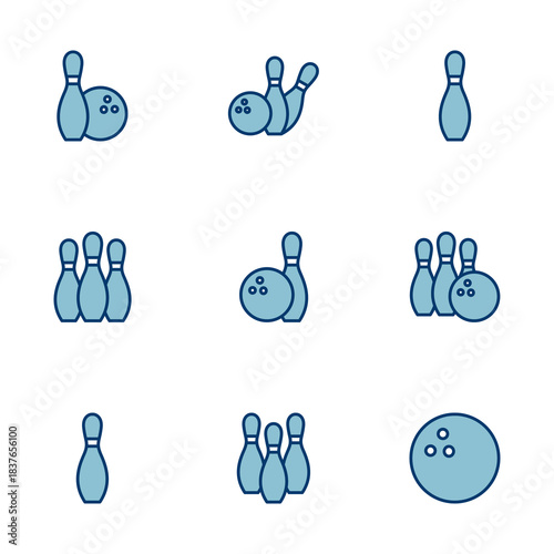 Bowling game Pin Icon vector isolated on white background. Bowling icon, ball and pin