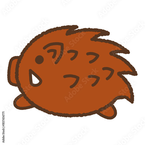 手書き風の生き物単品アイコンイラスト　猪