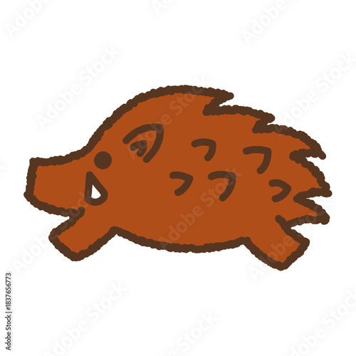 手書き風の生き物単品アイコンイラスト　猪