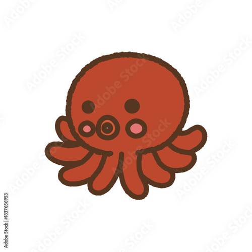 手書き風の生き物単品アイコンイラスト　タコ