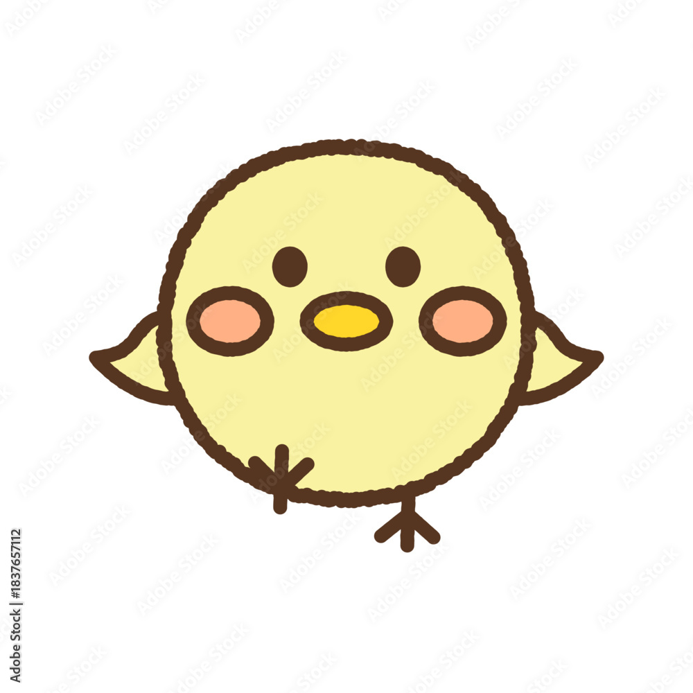 Obraz premium 手書き風の生き物単品アイコンイラスト ひよこ