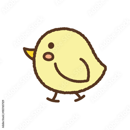 手書き風の生き物単品アイコンイラスト　ひよこ