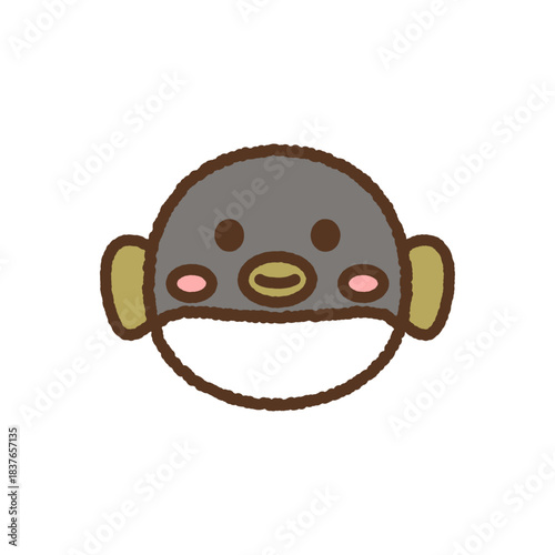 手書き風の生き物単品アイコンイラスト　河豚