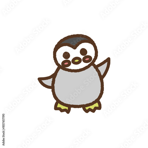 手書き風の生き物単品アイコンイラスト　ペンギン
