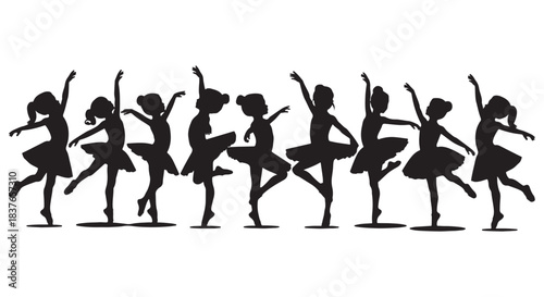 Child Ballerina Silhouettes Vector Group Of Girls For Dance Studio And Recital Programs