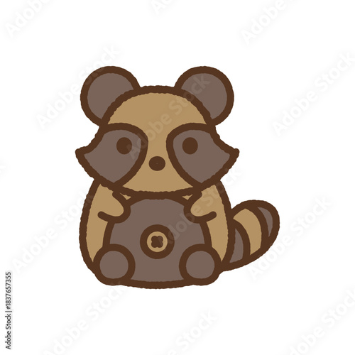 手書き風の生き物単品アイコンイラスト　狸