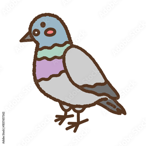 手書き風の生き物単品アイコンイラスト　鳩