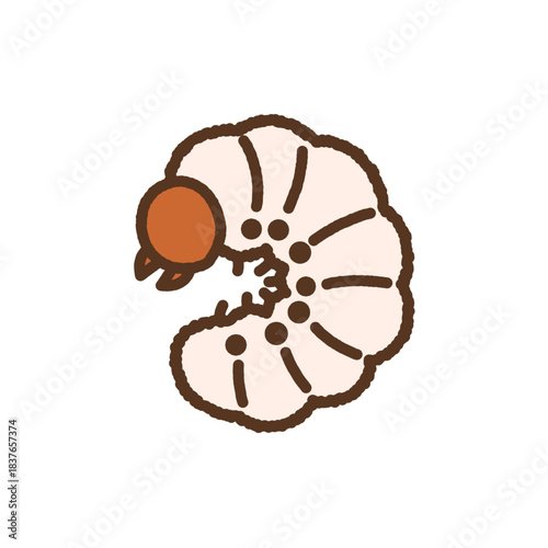 手書き風の生き物単品アイコンイラスト　幼虫