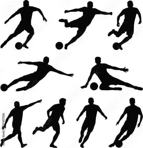 Soccer Player Action Silhouette Collection