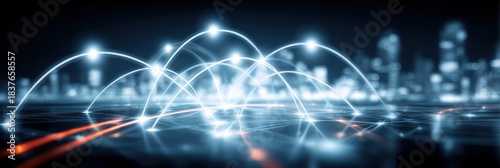 A complete star network shaped by computing lines reaching worldwide as the mind can scan constellations of trust and value