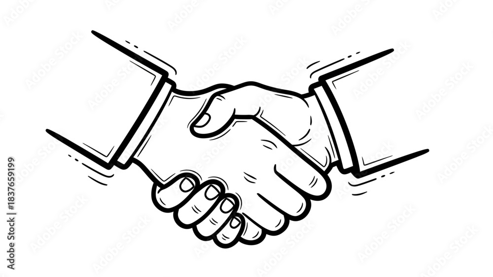 Fototapeta premium Handshake illustration symbolizing agreement cooperation and partnership in business.