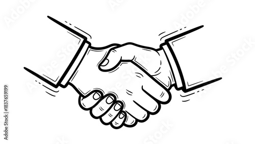 Handshake illustration symbolizing agreement cooperation and partnership in business.