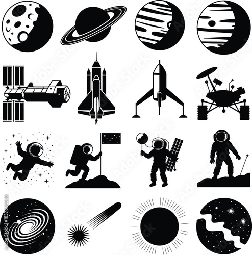 Space Exploration and Astronomy Icon Set