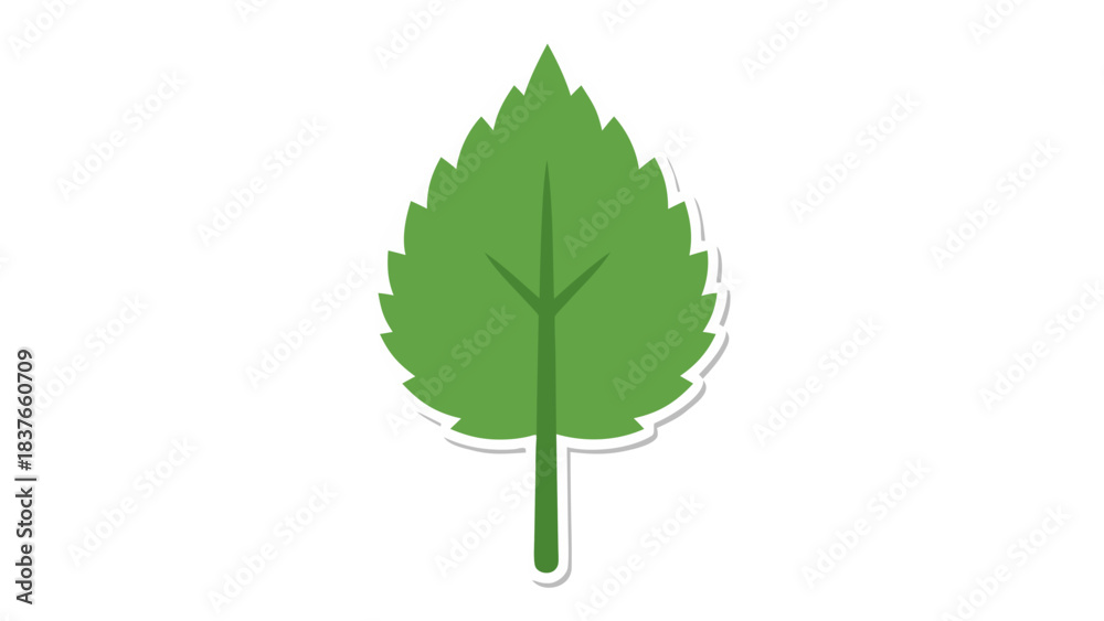 Obraz premium Simple Green Leaf Icon with White Outline Isolated on Black Background Clean Vector Illustration Nature Element