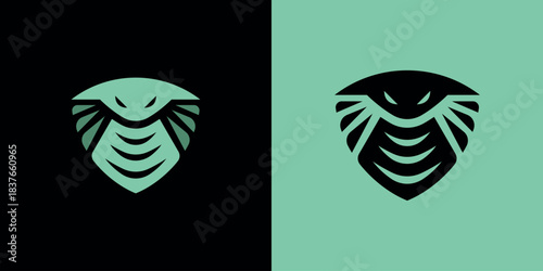 Cobra Head Silhouette Shield Logo Modern Minimalist Security Symbol Design Template