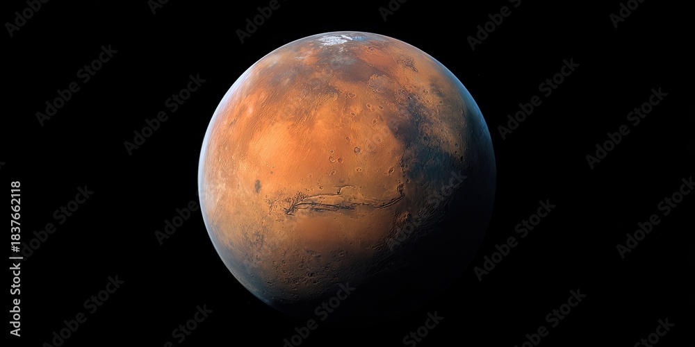 Obraz premium Red planet Mars in the darkness of space