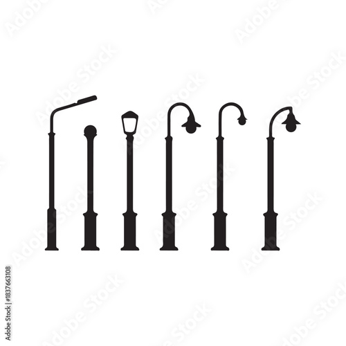A Variety of Street Lamps: Classic to Modern Spans in a Compact Urban Lighting Collection