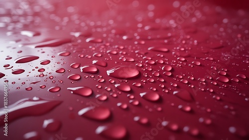 Macro Photography of Water Droplets on Red Surface Illustration
