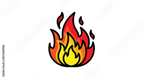 Stylized illustration of a vibrant fire flame burning brightly.