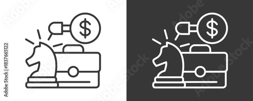 Business Strategy Icon Set Vector Collection Isolated In Black And White