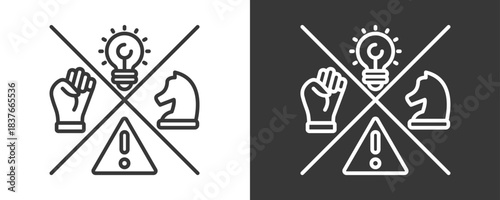 Swot Analysis Icon Set Vector Collection Isolated In Black And White