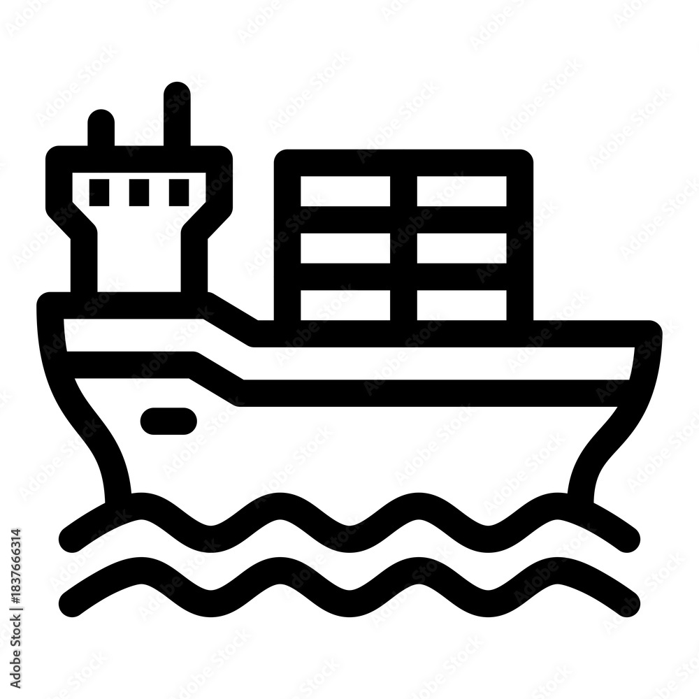 Obraz premium Cargo Ship Icon Water Transportation Symbol